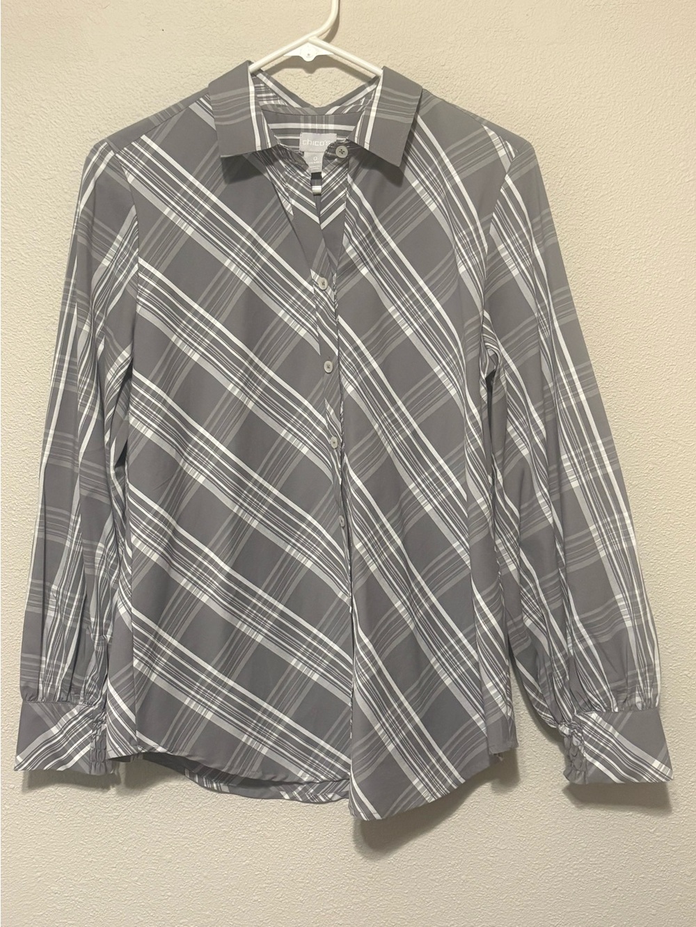 Gray Plaid Button-Up Dress Shirt